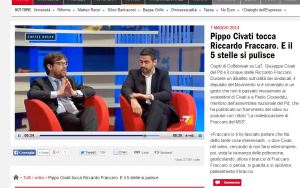 Civati gli tocca la giacca, Fraccaro si pulisce