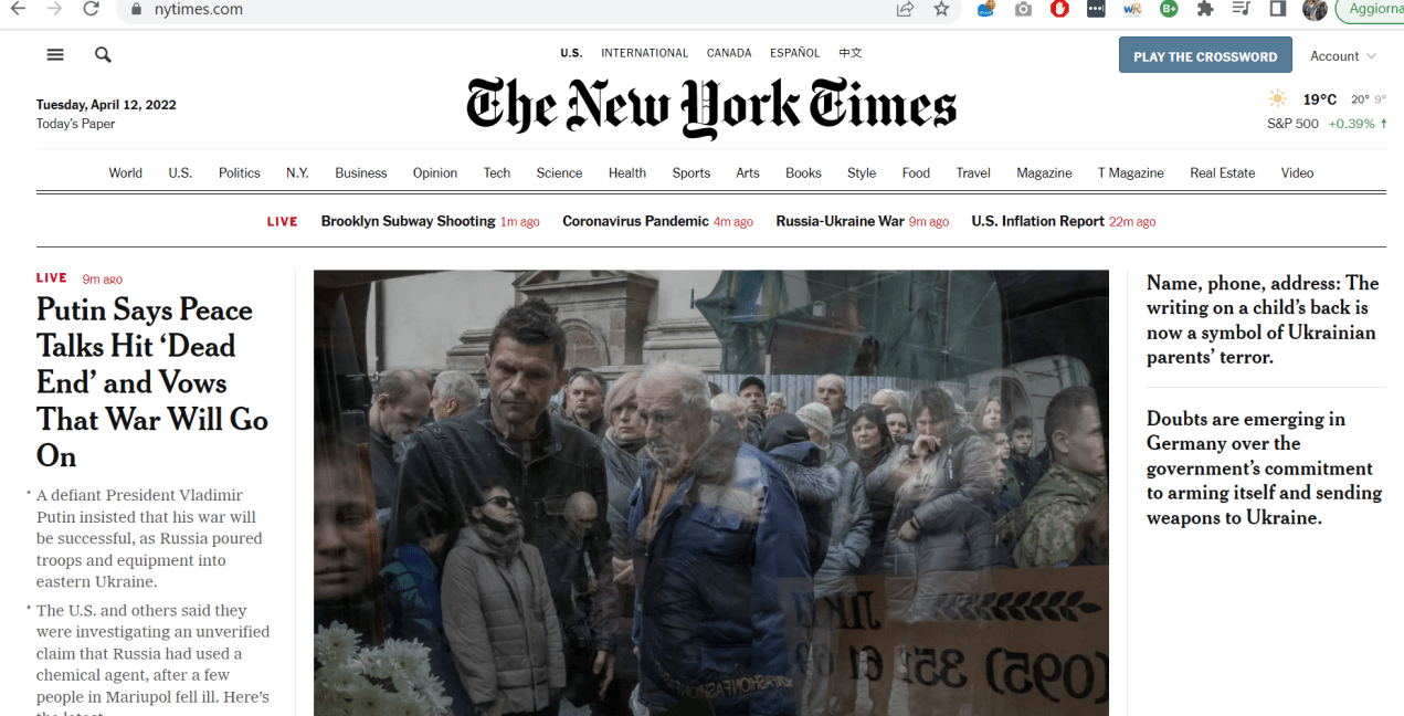 L'apertura del New York Times relega la sparatoria in secondo piano.