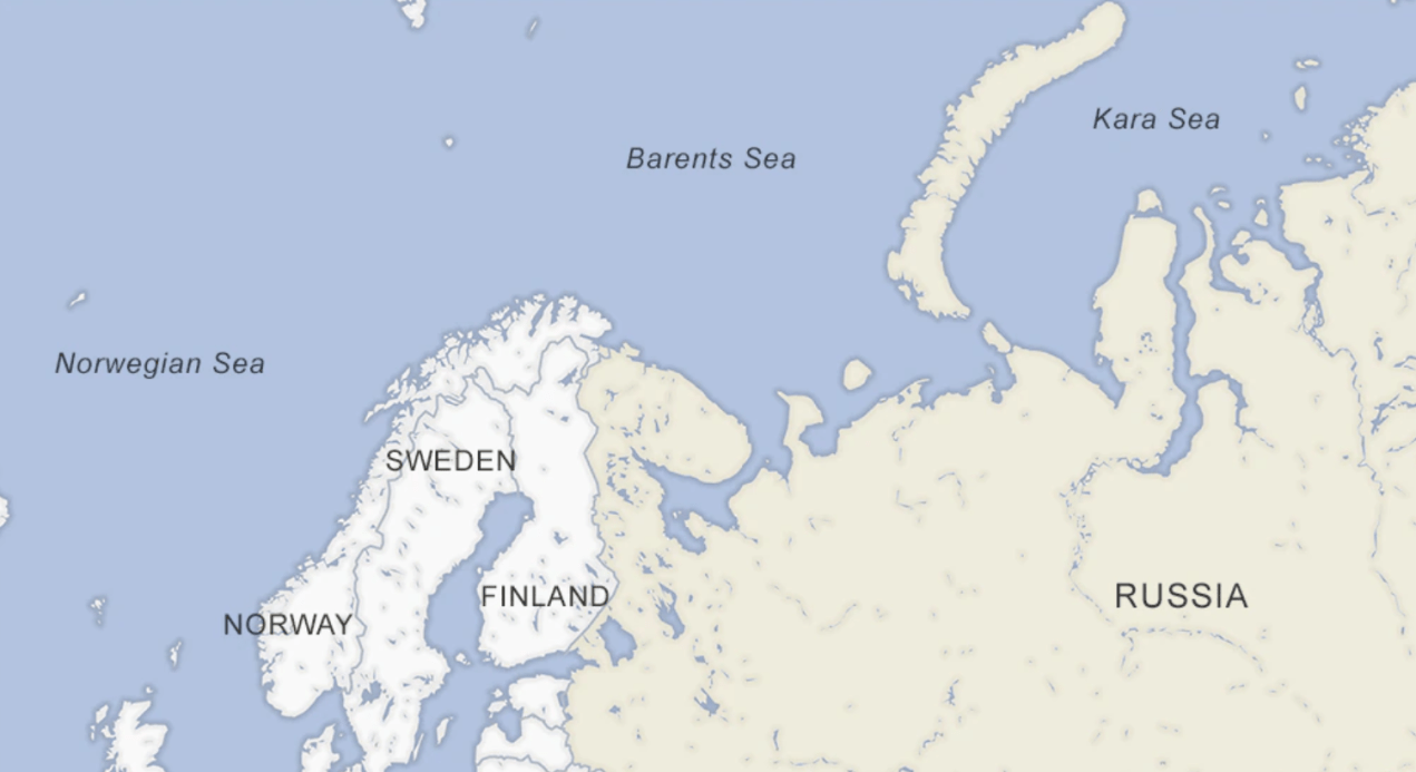 Cartina che mostra il confine tra Finlandia e Russia